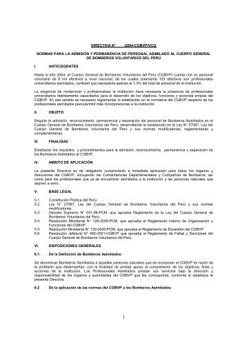 directiva n° -2004-cgbvp/vcg normas para la admisión y ...