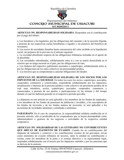 Acta de empalme del Concejo Municipal - Usiacurí