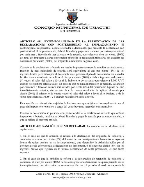 Acta de empalme del Concejo Municipal - Usiacurí