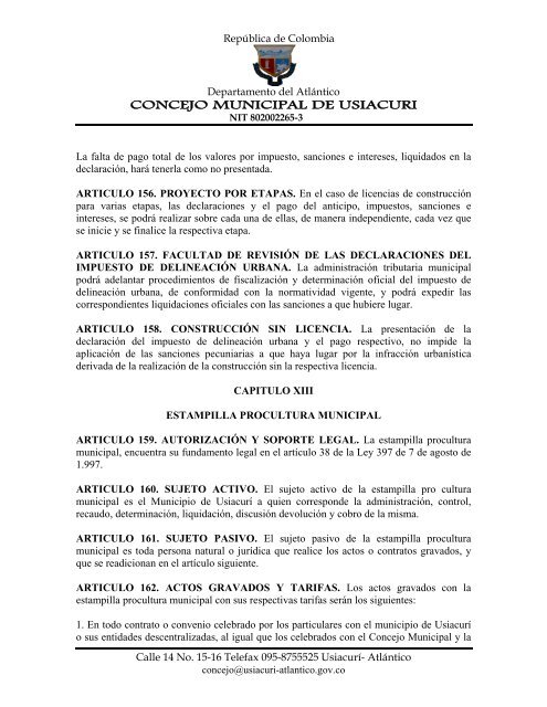 Acta de empalme del Concejo Municipal - Usiacurí