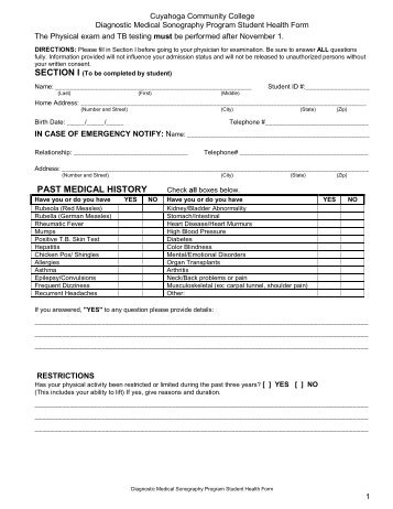 Physical/Immunization Form - my Tri-C space - Cuyahoga ...