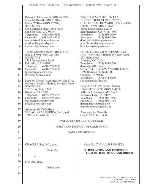 1209 - stipulation and proposed form of judgment and order