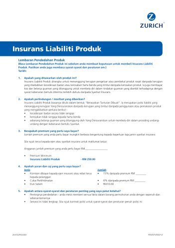 Insurans Liabiliti Produk - Zurich