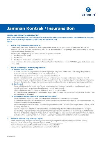 Jaminan Kontrak / Insurans Bon - Zurich