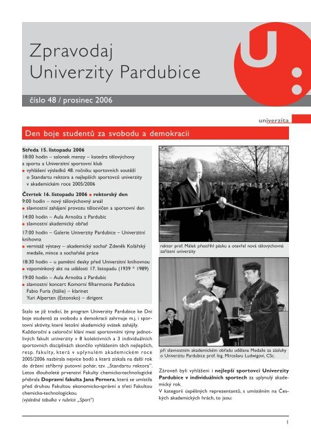 Zpravodaj ÄÃ­slo 48 prosinec 2006 - Dokumenty - Univerzita Pardubice