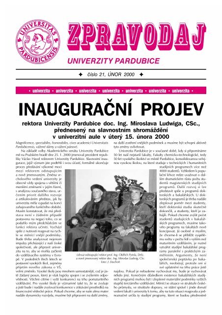 Zpravodaj Ä Ãslo 21 Ãºnor 2000 - Dokumenty - Univerzita Pardubice