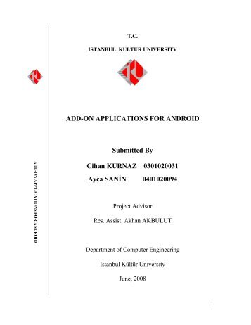 ADD-ON APPLICATIONS FOR ANDROID Submitted By Cihan ...