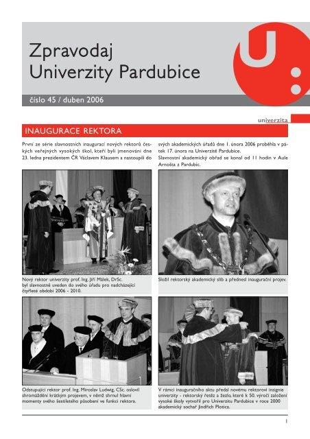 Zpravodaj Ä Ãslo 45 duben 2006 - Dokumenty - Univerzita Pardubice