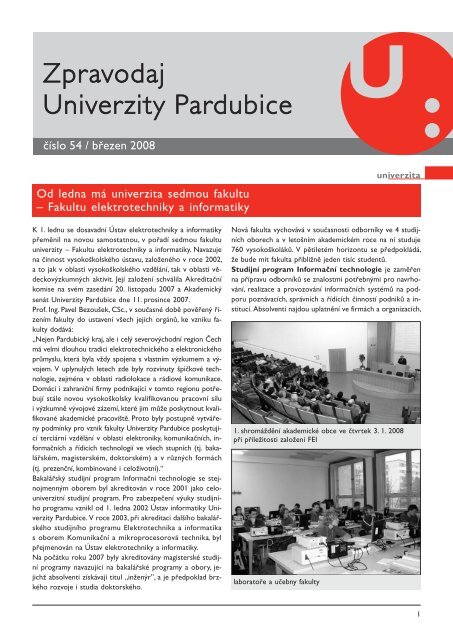 Zpravodaj ÄÃ­slo 54 bÅezen 2008 - Dokumenty - Univerzita Pardubice