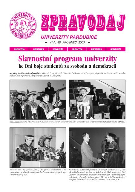 Zpravodaj Ä Ãslo 36 prosinec 2003 - Dokumenty - Univerzita Pardubice