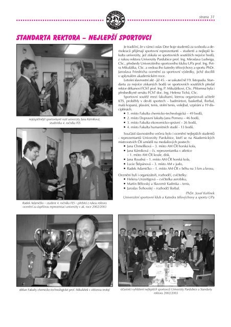 Zpravodaj ÄÃ­slo 36 prosinec 2003 - Dokumenty - Univerzita Pardubice