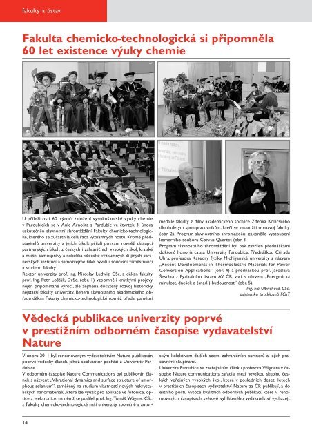 Zpravodaj ÄÃ­slo 67 duben 2011 - Dokumenty - Univerzita Pardubice