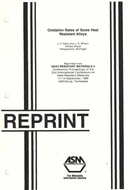 Oxidation Rates Of Some Heat Resistant Alloys Rolled Alloys