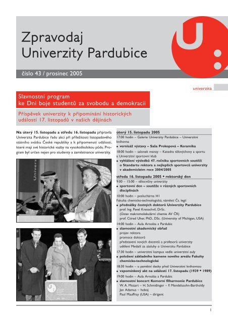 Zpravodaj ÄÃ­slo 43 prosinec 2005 - Dokumenty - Univerzita Pardubice