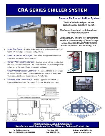 cra series chiller system series chiller system - Pro Refrigeration, Inc