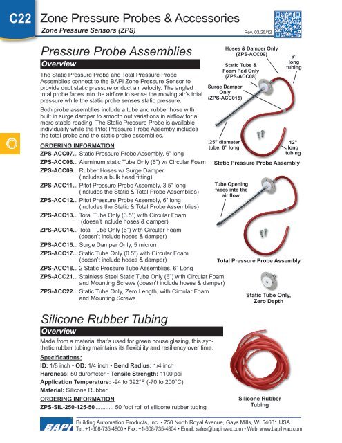 Pressure Probes Datasheet With Pricing Bapi Pressure Probes Datasheet With Pricing Bapi