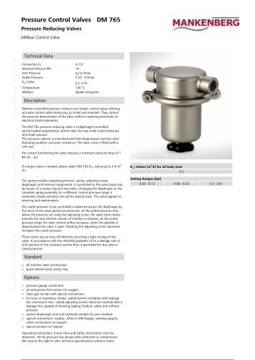 Pressure Control Valves DM 765 - Ampmech.com