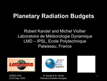 Planetary Radiation Budgets - ceres