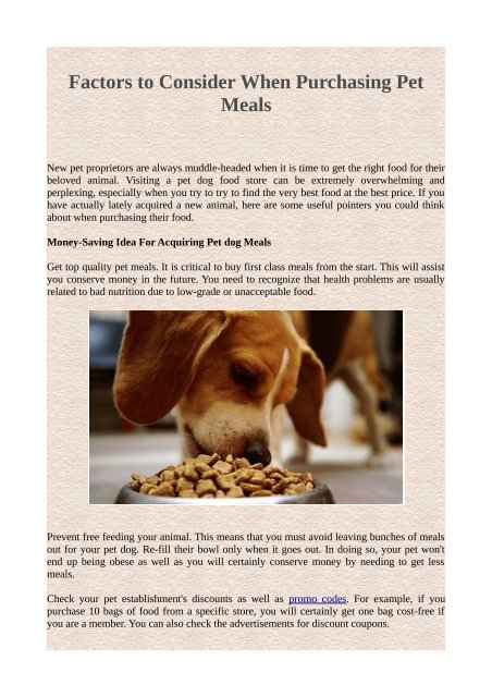 Factors to Consider When Purchasing Pet Meals