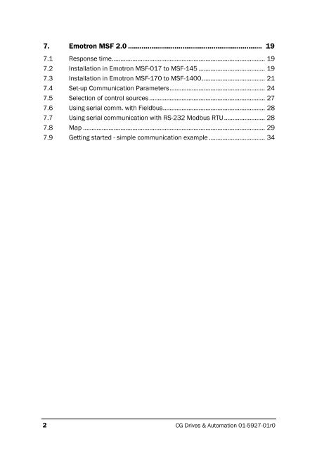 Emotron MSF 2.0 Fieldbus Option