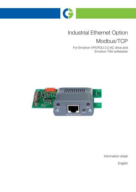 Industrial Ethernet Option Modbus/TCP - Emotron
