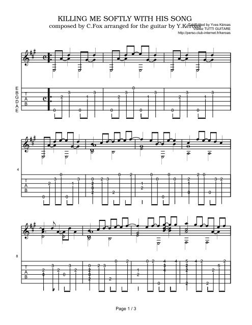 Killing Me Softly With His Song - Acoustic Fingerstyle Guitar