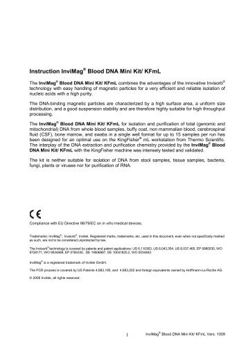 Instruction InviMag® Blood DNA Mini Kit/ KFmL