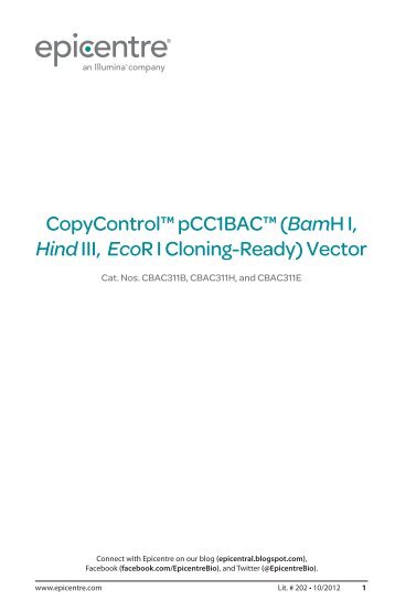 (BamH I, Hind III, EcoR I Cloning-Ready) Vector