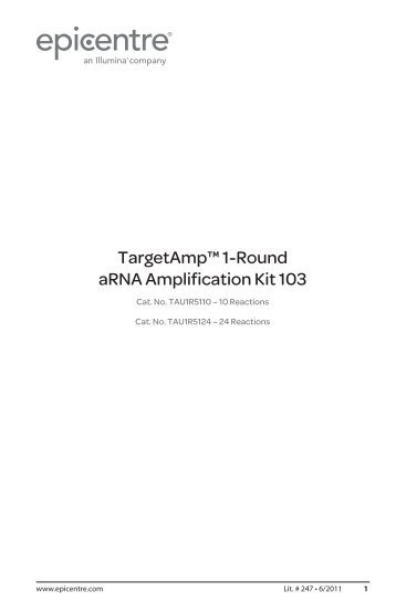 Protocol for TargetAmpâ¢ 1-Round aRNA Amplification Kit 103