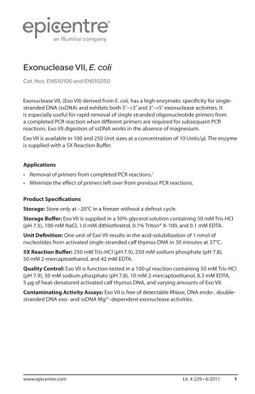 Protocol for Exonuclease VII, E. coli