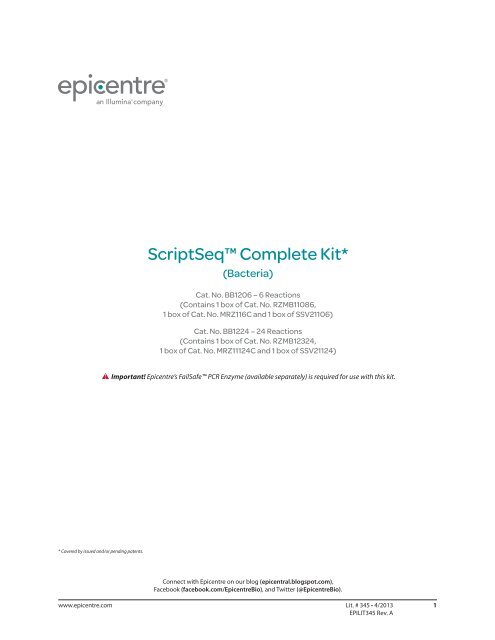 Protocol for ScriptSeqâ¢ Complete Kit (Bacteria)