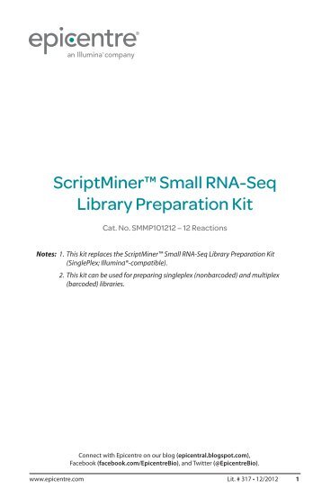 Protocol for ScriptMinerâ¢ Small RNA-Seq Library Preparation Kit