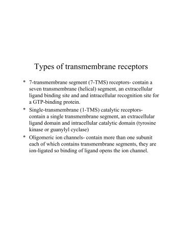 Types of transmembrane receptors