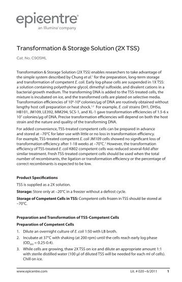 Protocol for Transformation & Storage Solution (2X TSS)