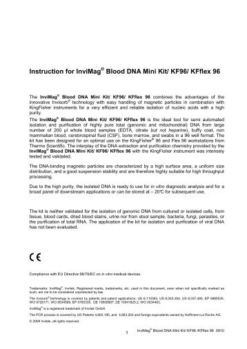 Invimag Blood DNA Mini Kit KF96_KFflex 0910