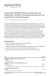 Protocol for CopyCutterâ¢ EPI400â¢ Electrocompetent E. coli ...