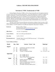 Syllabus, CHEM/BCMB 4190/6190/8189 Introductory NMR ...