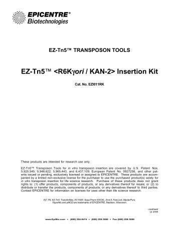 Protocol for EZ-Tn5™  Insertion Kit