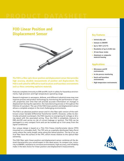 FOD Linear Position and Displacement Sensor - FISO Technologies ...