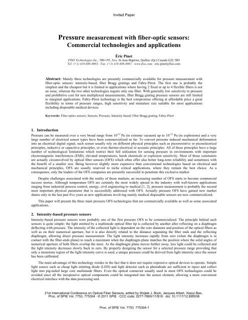 Pressure measurement with fiber-optic sensors - FISO Technologies ...