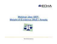 Webinar über SIEF: Weight-of-Evidence (WoE-) Ansatz - Europa