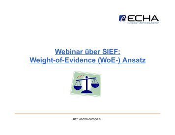 Webinar über SIEF: Weight-of-Evidence (WoE-) Ansatz - Europa