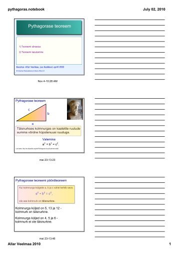 Pythagorase teoreem - Allar Veelmaa Ãµppematerjalid
