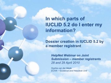 In which parts of IUCLID 5.2 do I enter my information? - Europa
