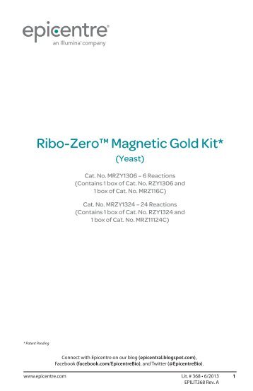 Protocol for Ribo-Zeroâ¢ Magnetic Gold Kit (Yeast)