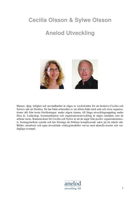 anelod Cecilia Olsson & Sylwe Olsson Anelod Utveckling