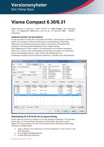 Versionsnyheter Visma Compact - Visma Spcs AB