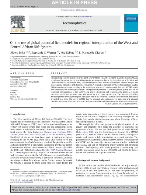 On the use of global potential field models for regional interpretation ...