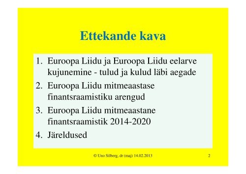 EUROOPA LIIDU EELARVE ARENGUD - Eesti Linnade Liit