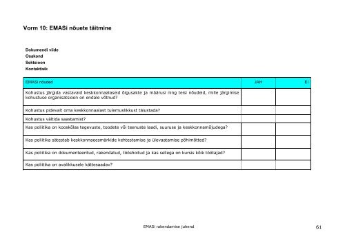 Rakendusjuhend - UBC Commission on Environment